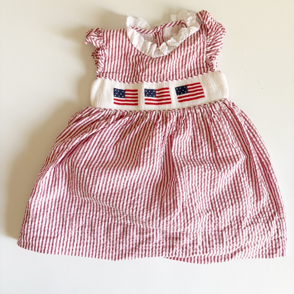 Eliza James Kids Girls Smocked Patriotic Southern Belle Seersucker Dress 3T